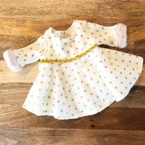 Gold Polkadot Winter Dress (0-3M)